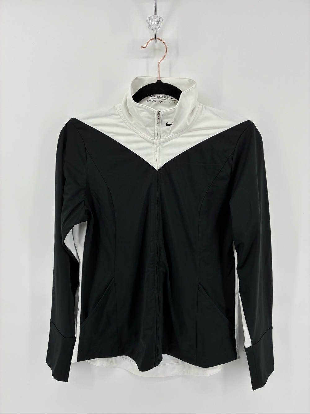 Nike Golf Dri-Fit Women’s Black & White Zip-Front Athletic Jacket